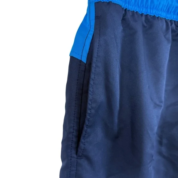 Speedo Mens Swim Trunks Dark Blue Bright Blue Color Block Drawstring Size Small - Picture 3 of 9